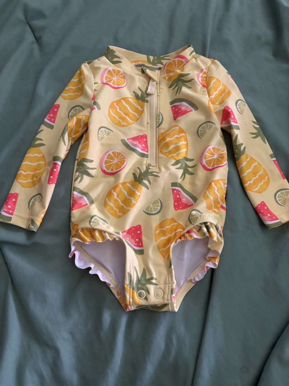 Carter's Yellow Pineapple Print Long-Sleeve Swimsuit